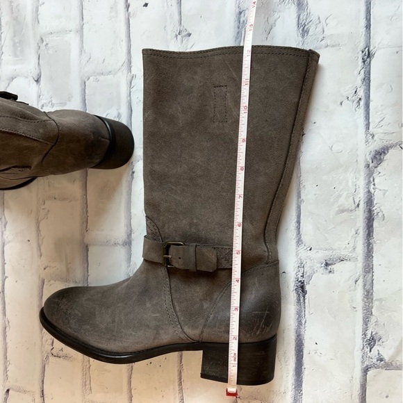 J. Crew Ryder grey suede mid calf pull on buckle boot size 7.5 - Picture 7 of 13